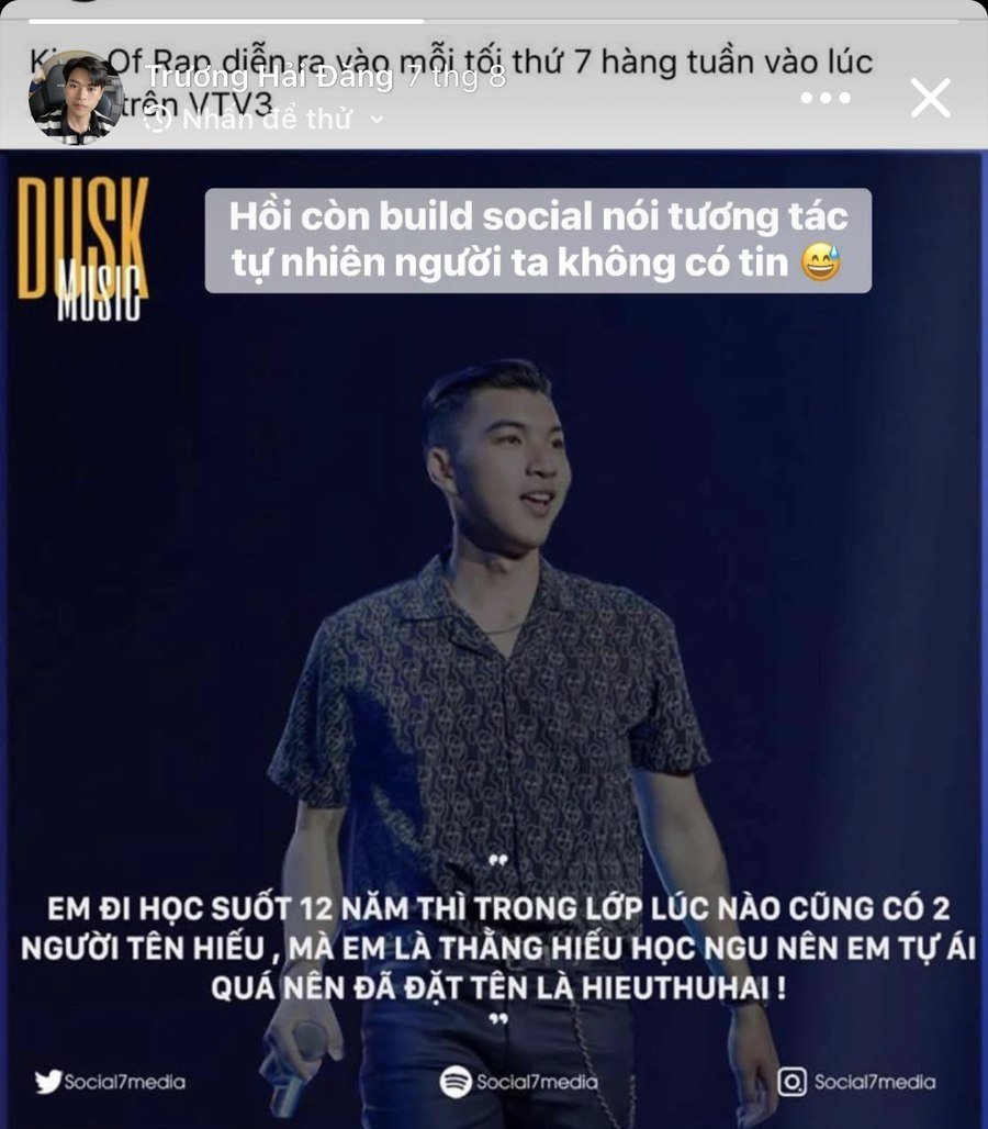 Bài đăng về HIEUTHUHAI trên hệ thống Dusk Music hiệu suất top 5 phần trăm